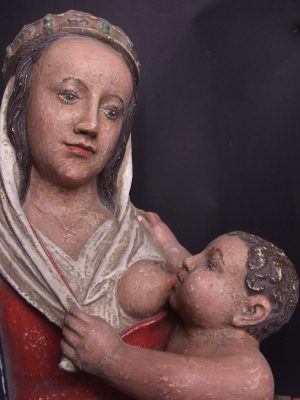 Vierge allaitante, détail des visages