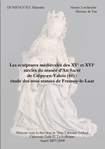Page de présentation du mémoire sur les statues de Fresnoy-le-Luat par Manuela Dominguez